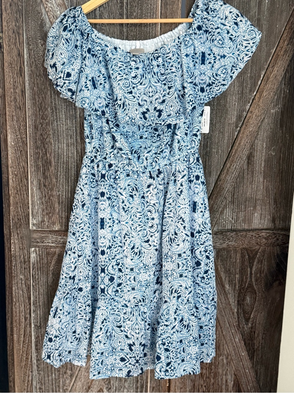 Belle Sky Blue & White Off-Shoulder Summer Dress